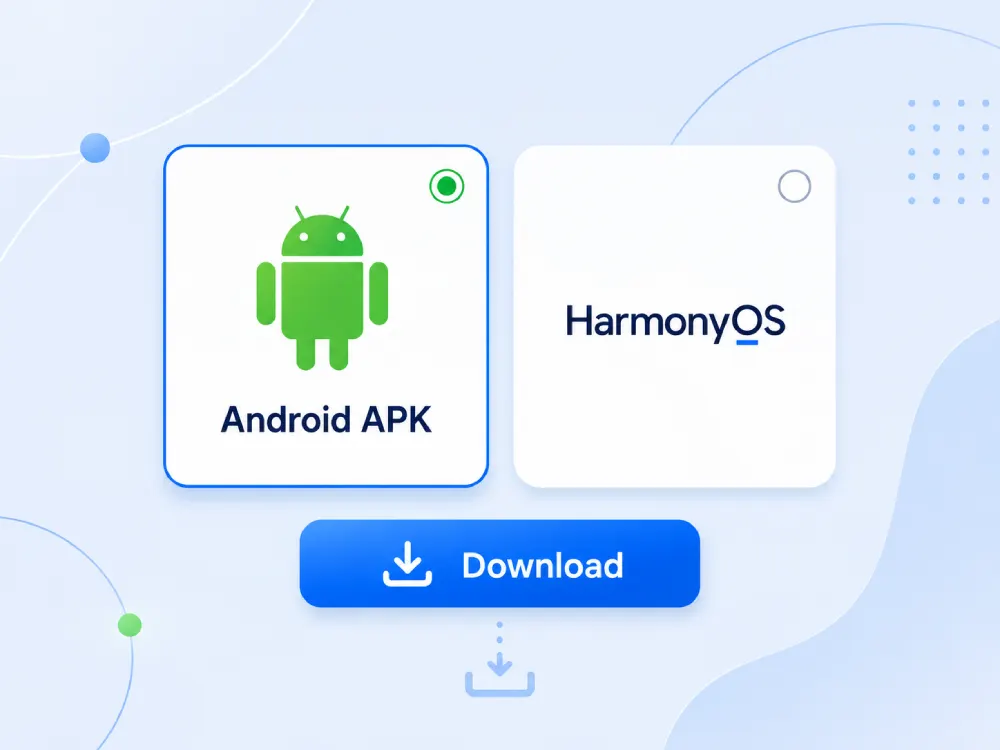 Choose Android APK or HarmonyOS download option